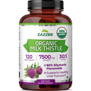 Zazzee USDA Organic Milk Thistle 30:1 Extract 80% Silymarin Vegan Capsules for Internal Balance and Botanical Vitality - High Potency Silybum Marianum Plant Based Nutrition for Everyday Wellness and System Harmony - Non GMO Kosher Pure Formula Made in USA