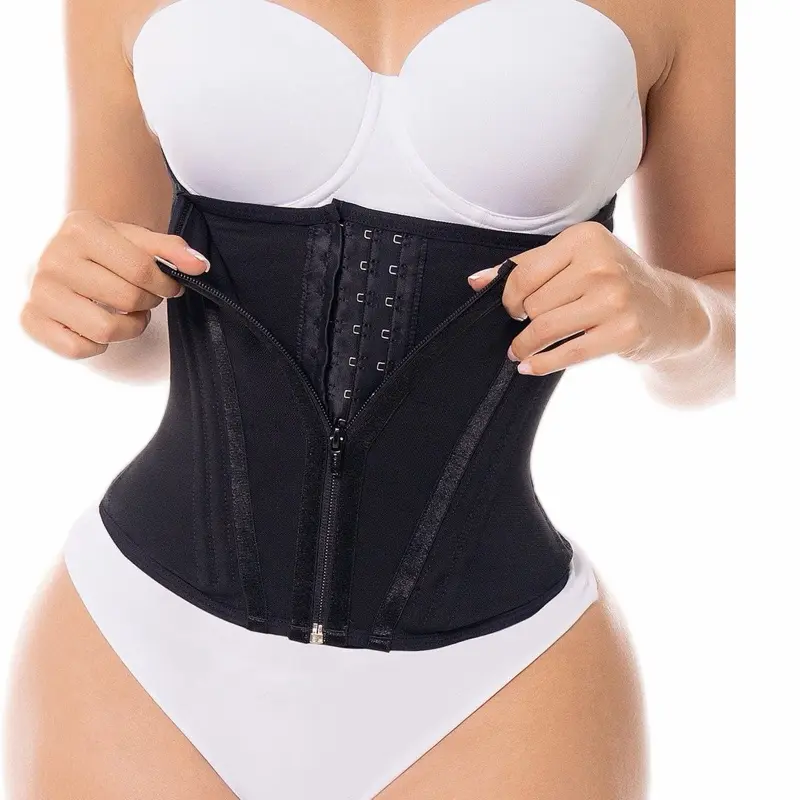 Women’s Colombian Hourglass Waist Trainer Shapewear - 9 Flexible Steel Bones, 3-Row Hook Closure, Everyday Comfy Elastic Compression Design