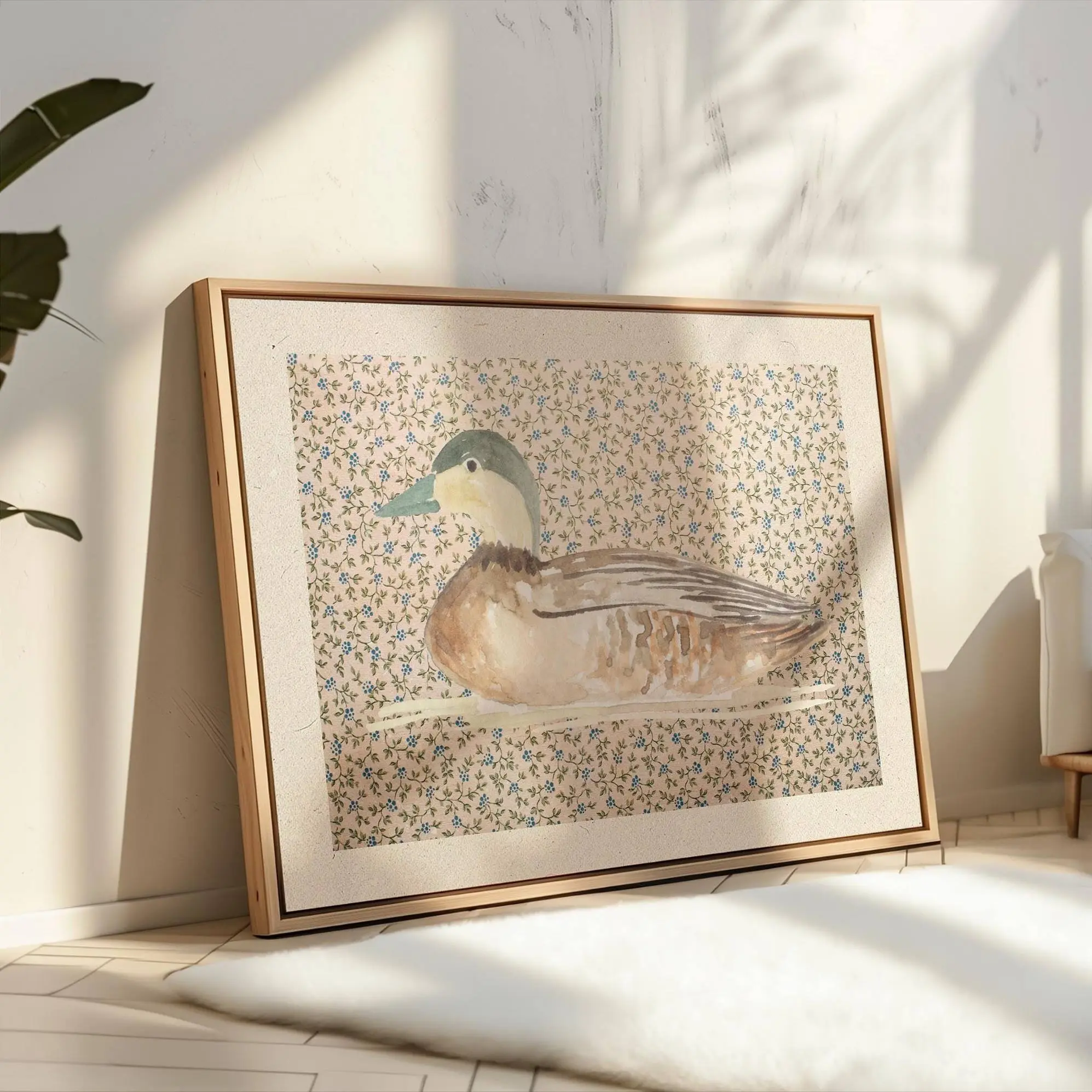 Vintage Mallard Duck Horizontal Print Wall Art, Nursery, Botanical, Cottage core Decor, Poster NoFramed, Home Decoration