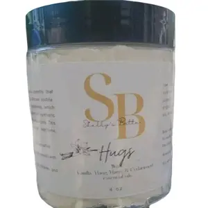 Hugs body butter with vanilla, ylang ylang and Cedar wood, essential oils. Scent Shea Calming Daily Gift Nourishing Moisturizers
