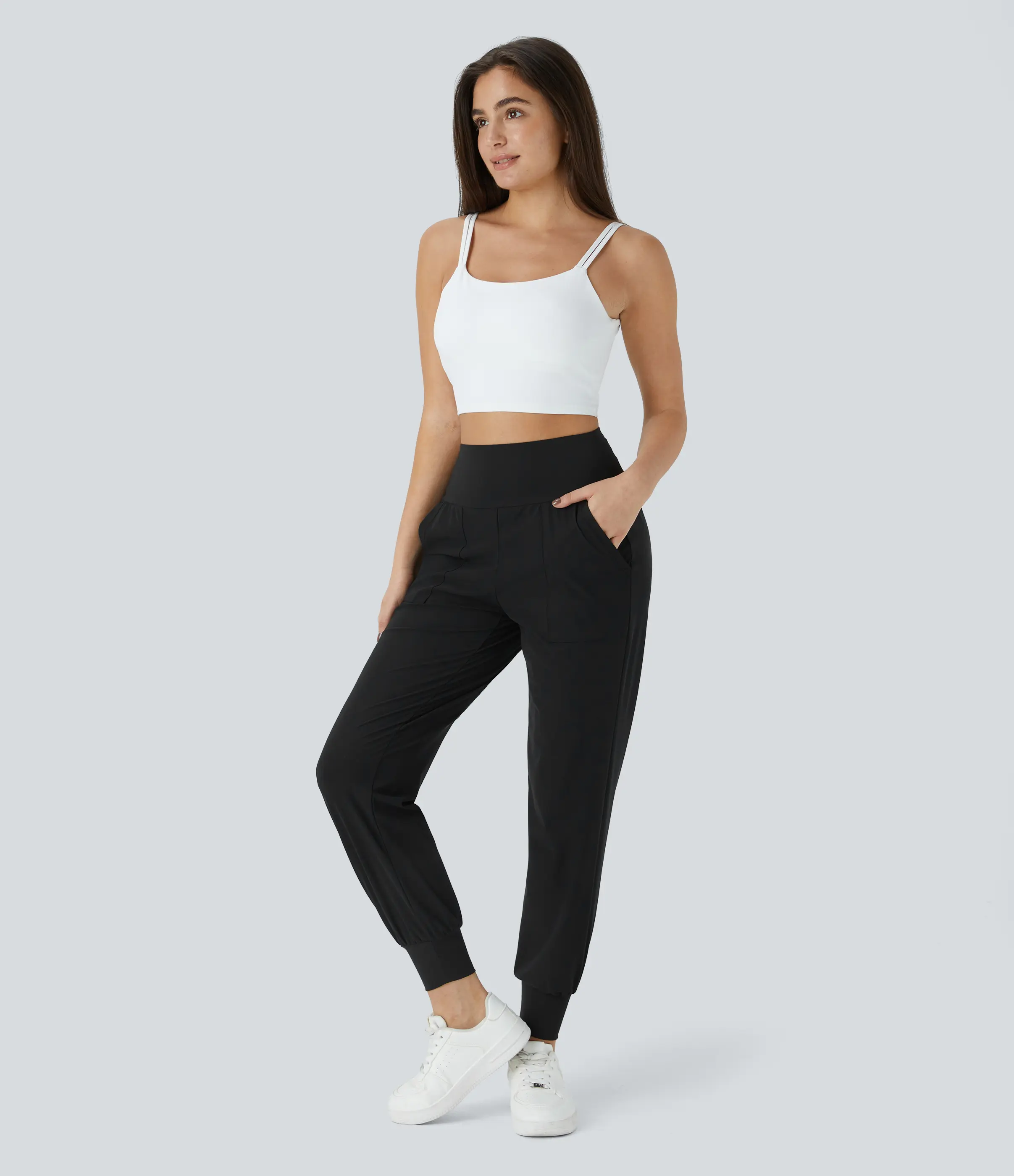 Halara High Waisted Plain Side Pocket Casual Joggers