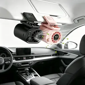 JOYTUTUS Portable Car LCD Clip Fan 360° Rotatable 100 Speeds USB Rechargeable 1800mAh Battery Low Noise Mini Fan for Personal Cooling