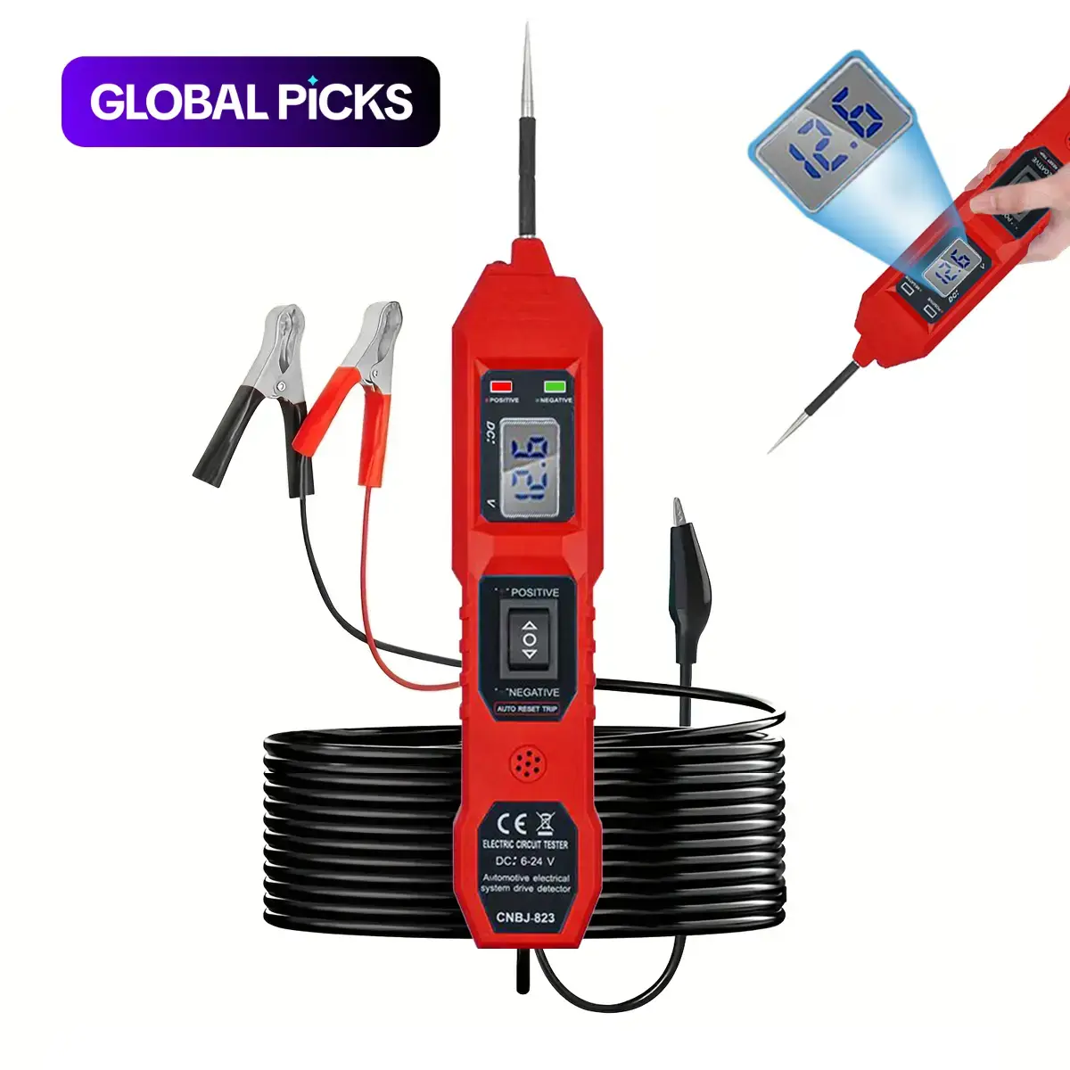 DC 3.5–36V Digital Display Automotive Circuit Tester, Portable Bidirectional LED Tester with Indicator Light, Voltage Check Tool for Cars, Trucks & Motorcycles #GLOBAL PICKS