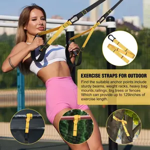 Home Resistance Training Kit for Full Body Workout, 80 inch Suspension Trainer, Powerlifting Strength Workout Straps, Fitness Bands, Door Anchor & Wall Mount, Flexibility Exercises, Indoor and Outdoor Workouts, Home Gym Equipment