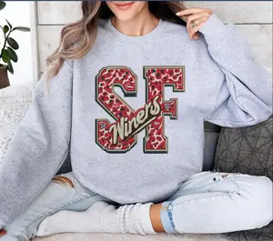 San Francisco Football Sweatshirt, American Football Shirt, 49ers Football Fan Sweatshirt Fabric Fit Tops Casual Crewneck