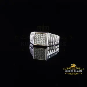 King Of Blings 925 Sterling White Silver Square 0.50ct Cubic Zirconia Fancy Women's Ring Size 10 Model 14873W-A25KOB