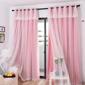 2pcs Classic French Romantic Double Layer Sheer Curtains, Window Curtain, Home Decoration Curtain, Elegant Home Decor for Living Room & Bedroom, Soft Lightweight Fabric