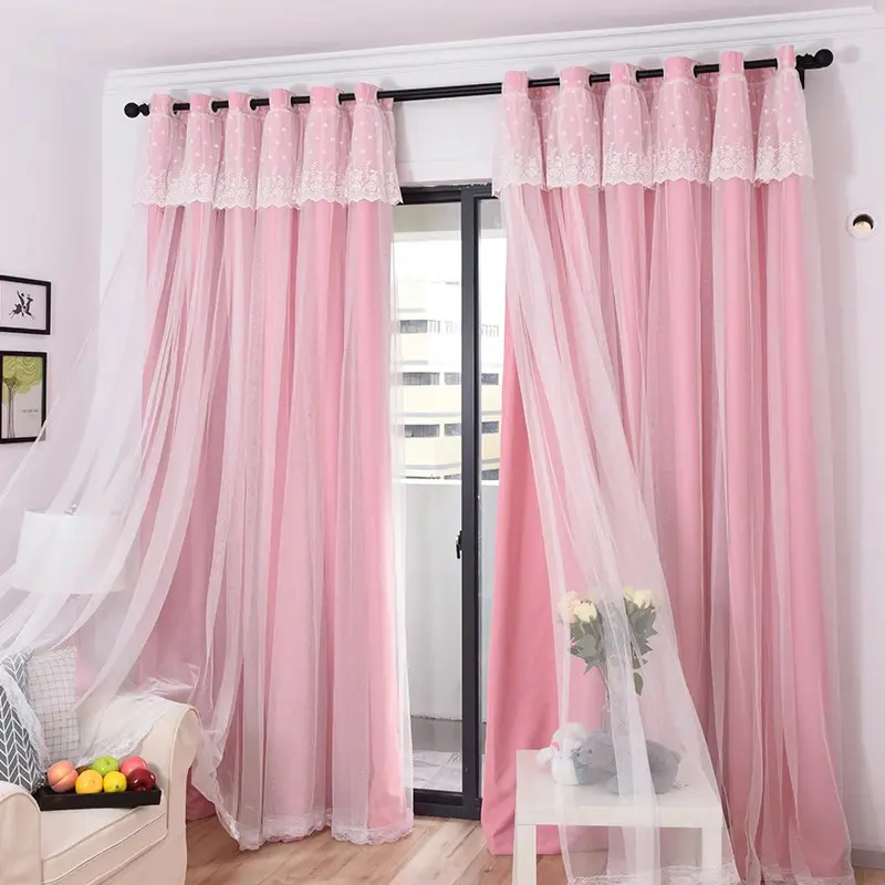 2pcs Classic French Romantic Double Layer Sheer Curtains, Window Curtain, Window Hanging, Home Decoration Curtain, Elegant Home Decor for Living Room & Bedroom, Soft Lightweight Fabric