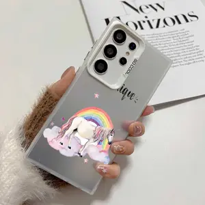 Watercolor Unicorn Rainbow Magic Clouds Be Unique Quotes Phone Case, Soft Silicone,Fully Protected and Shockproof for S25 Ultra/S24/S23/S22 Plus phone case Stylish Trendy 1014B28