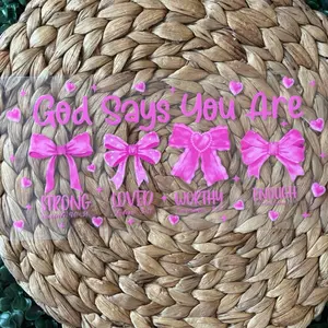 God Says You Are UVDTF WRAP with Pink Bow Design for Inspirational Gifts and Motivational Quotes