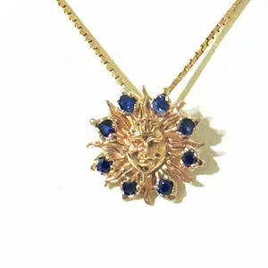 Authentic SolMio Necklace with 8 Natural Sapphires, 18 Inches Long, 14k Gold