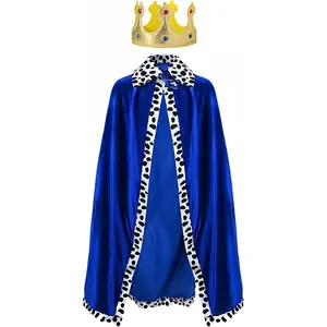 X-CPA08   Kids King Cape,Kids Prince Cloak with Crown,Queen Royal Robe for Boys Girls,Coronation Cloak,80cm