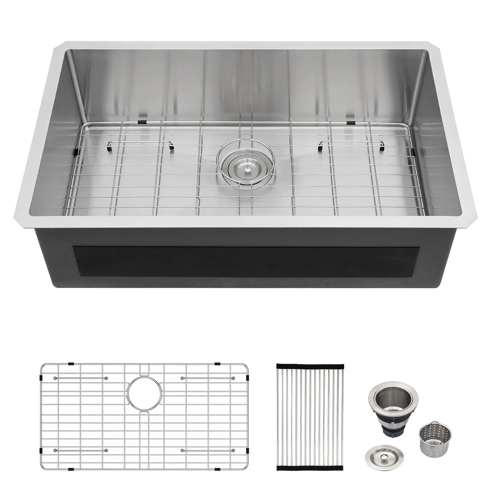Logmey 32" Undermount Kitchen Sink - 16 Gauge Stainless Steel, Single Bowl, 32"x18"x9" Deep Basin for Modern Countertops, Kitchen Remodel Essentials