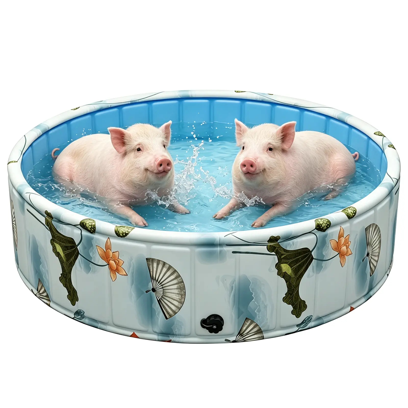 Portable Folding Dual-Use Dog & Kids Swimming Pool - Non-Slip PVC Cooling Pool, Tool-Free Setup, Water Drainage for Backyard, Camping