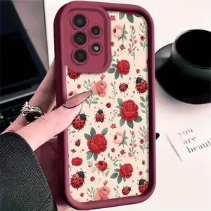 A Fashion Floral Pattern Phone Case, TPU Shockproof Full Protection Case, Suitable for Samsung S21/22/23/24/25/NOTE20 PLUS ULTRA FE A13/14/15/16/17/33/34/35/36/52/53/54, Ideal Gift for Friends and Family, T409