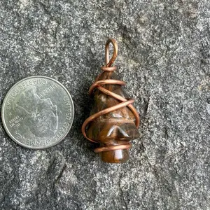 Copper Wire Wrapped Tigers Eye Tree Pendant - Handcrafted Jewelry with Natural Stone Base - Unique Gift for Nature Lovers
