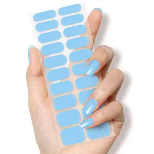 Semi-Cured Gel Nail  Sky Blue Hues: Clear Blue Gel Nail Strips