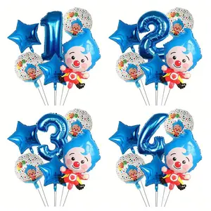 8PCS New Circus-themed Clown Aluminum Film Balloon Set Birthday Party Decoration
