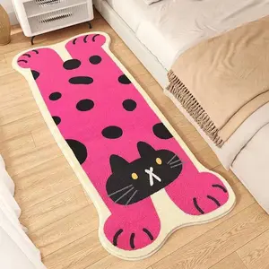 Cute Cartoon Cat Animal Carpet Rug, Soft Thick Plush Floor Mat for Bedroom Bedside, Long Indoor Rugs for Living Room Closet Leisure Area