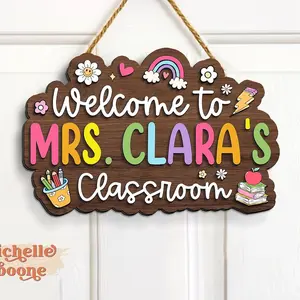 Personalized 3D Teacher Sign, Teacher Door Hanger, Teacher Welcome Sign, Classroom Decor, Teacher Gifts, Custom Teacher Door Sign