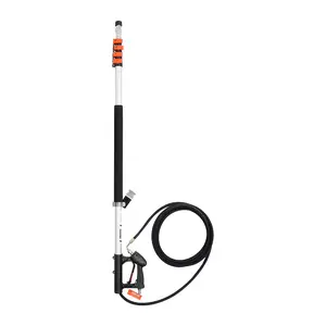 Pressure Washer Telescoping Wand, 24 ft, 4000 psi, Telescopic Spray Wand with Power Washer Extension Wands, Gutter Cleaner, Brush Head, Pivoting Coupler, 7 Spray Nozzles and Support Harness