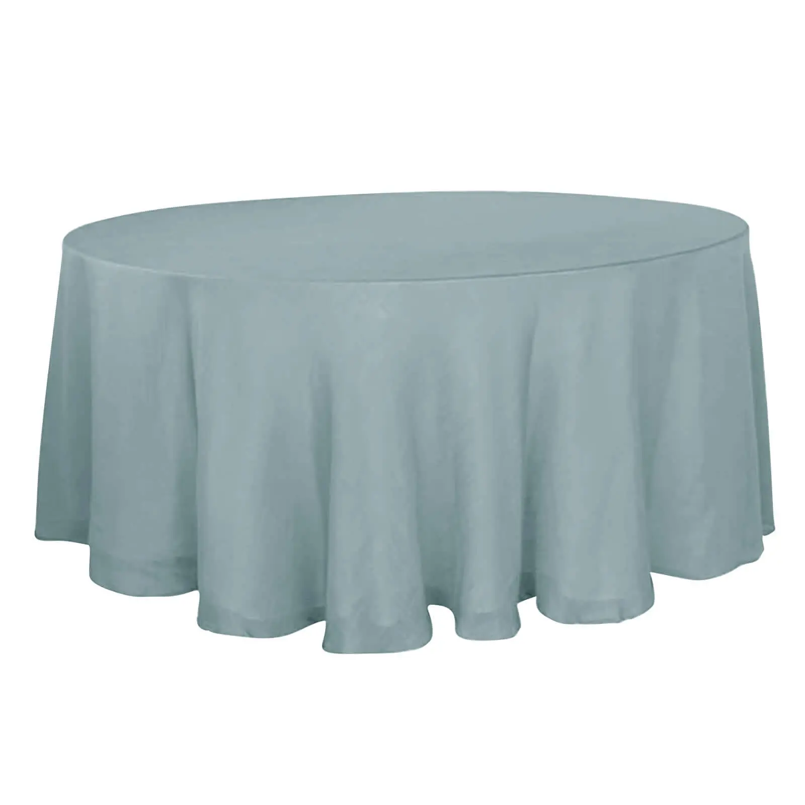 Faux Linen 120" Round Tablecloth Dusty Blue - Slubby Texture, Wrinkle-Resistant, Seamless Picnic Table Cover for Outdoor Tables, Outdoor Safe Option, Outdoor Safe Tablecloths