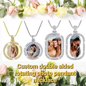 Custom Photo Necklace with Pendant and Chain Keepsake Memorial Daily Jewelry Stainless Steel Personalized Picture Locket Gift for Women Men