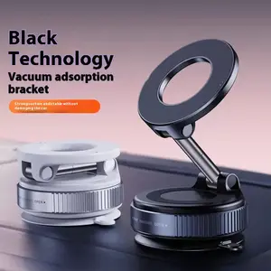Upgraded Foldable Magnetic Car Phone Holder – N52 Magnet, 360° Rotatable, Dashboard Suction Cup, ABS, with Wrench & Mount Pad