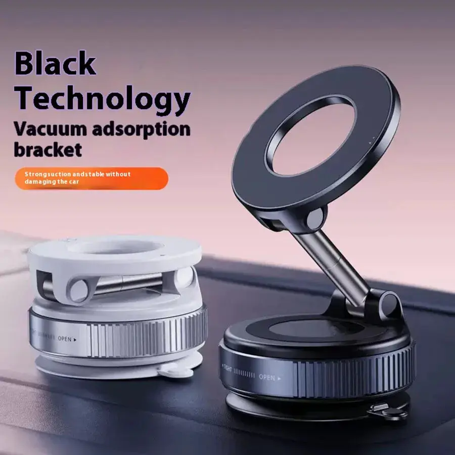 Upgraded Foldable Magnetic Car Phone Holder – N52 Magnet, 360° Rotatable, Dashboard Suction Cup, ABS, with Wrench & Mount Pad