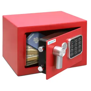 Electronic Safe Box with Digital Keypad Lock & Override Keys - Red | Engineered Steel Security Box - Anti-Theft Lock Box with Mounting Bolts - Perfect for Cash, Jewelry Storage
