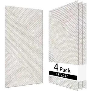 Olanglab Peel and Stick Wall Panels 4 Pack, 47.2 x 23.6 per Wall Panels, Acoustic Wall Panels, Sound Absorbing Wall Art for Home Studio and Office, Light Ash Wood Pattern, Geometric Lines