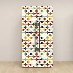 Mid Mod Scandinavian Geometric Modern Danish Self Adhesive Refrigerator Wrap Set