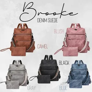 Brooke Denim Suede Backpack