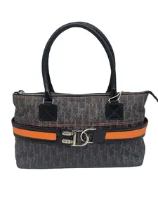 Pre-owned Dior Vintage Monogram Denim & Leather Handbag/AR06124902/4902