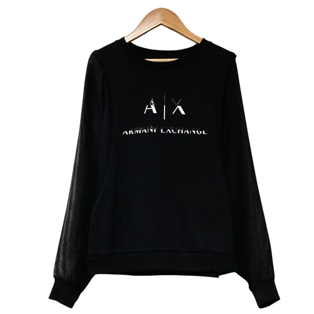 Pre-owned Giorgio Armani Polyester Small Leather Goods Armani Exchange Mesh Sleeve Logo Sweatshirt