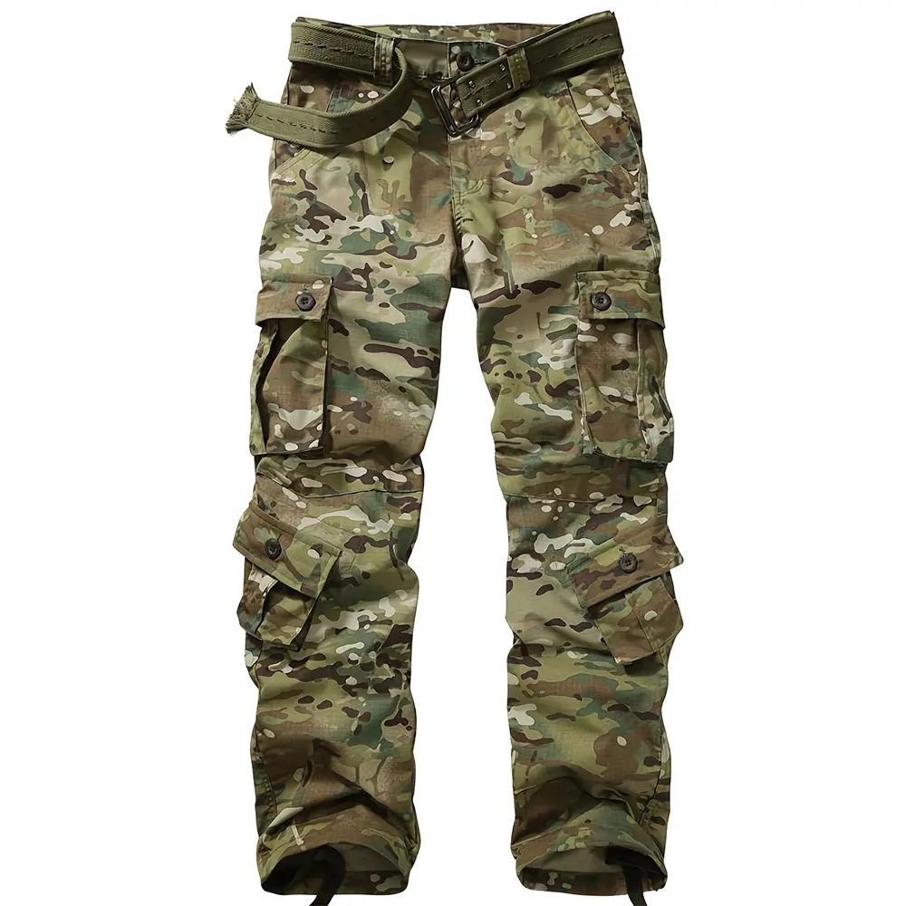 Men's Casual Cargo Pants Military Army Camo Pants Combat Work Pants with 8 Pockets 3357-CP micai(No Belt)