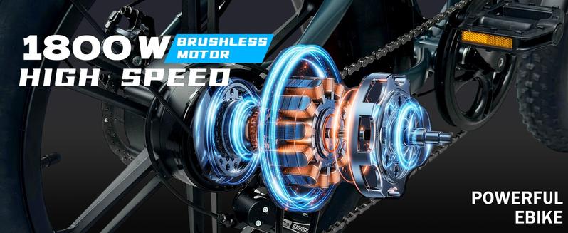 【Christmas Gift&DEEPOWER Ebike】Electric Bike for Adult, 1800W Peak Electric Dirt Bike, 37MPH, 100 Miles(PEDAL-ASSIST), 7 Speed Electric Motorcycle, 48V Removable Battery, 20" Fat Tire Off Road Ebike, All Terrain for Mountain, Sand, Road