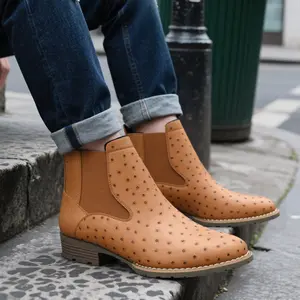 Men's Western Cowboy Boots, Square Toe Chelsea Boots And Bare Cowboy Boots, Men's Casual Retro Fashion Boots, Brown