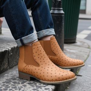 Men's Western Cowboy Boots, Square Toe Chelsea Boots And Bare Cowboy Boots, Men's Casual Retro Fashion Boots, Brown