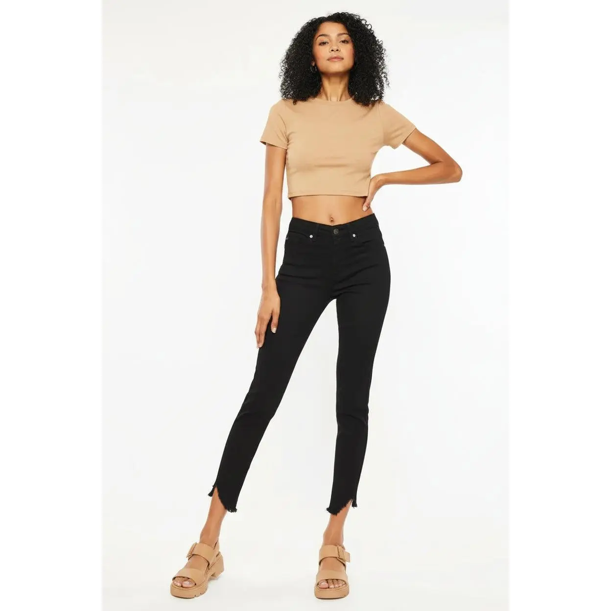 Kancan High Rise Frayed Hem Skinny Jeans