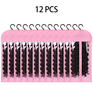 Falote Dust-Proof Wig Storage Bags with Wig Hanger & Hanging Hooks, 4/8/12/16-Pack Hot Pink Foldable Travel-Ready Organizer for Home & Hair Salon Use,summervibes