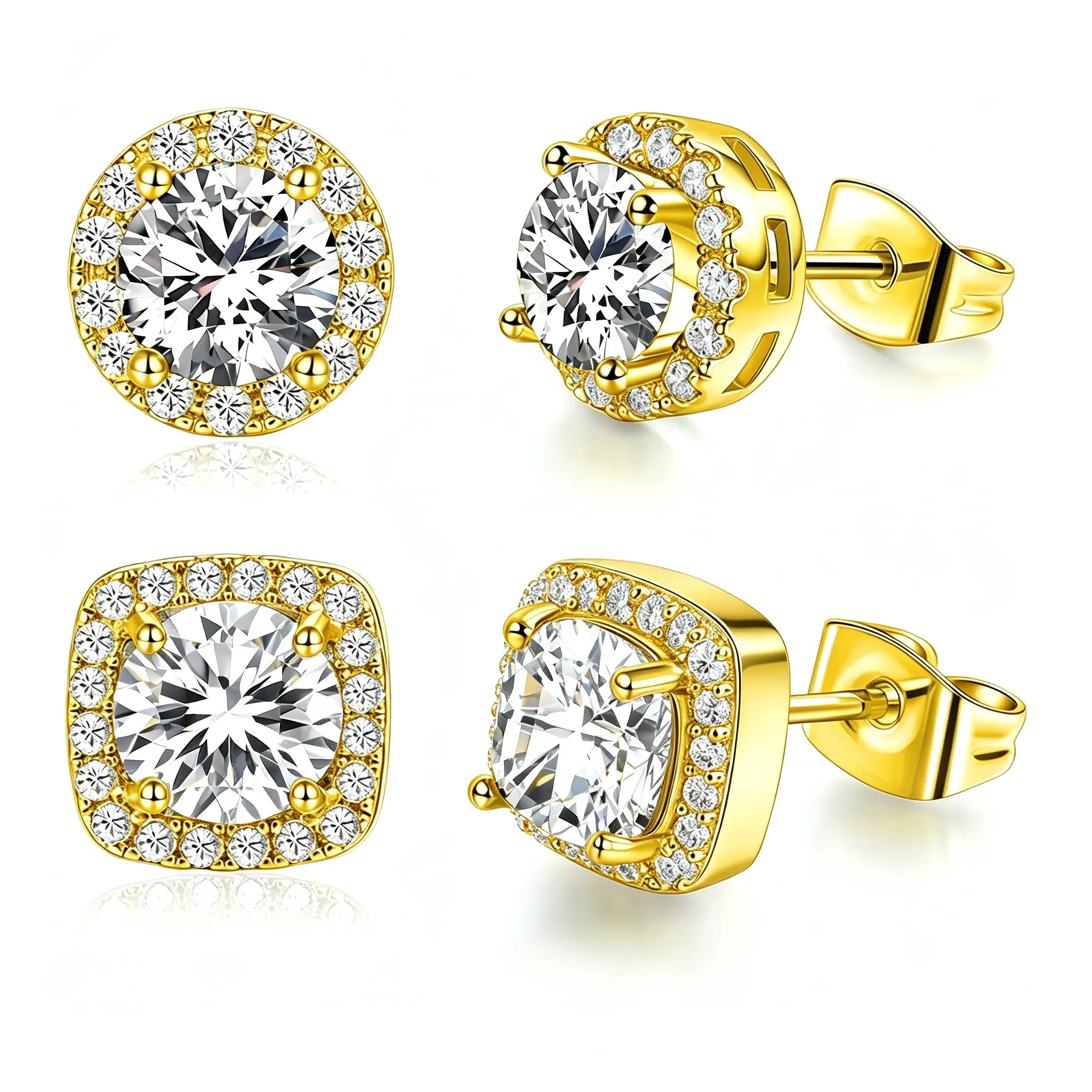 Men's S925 Sterling Silver Moissanite Stud Earrings, Classic Round Cut VVS1 D Color, Hypoallergenic with Authenticity Certificate