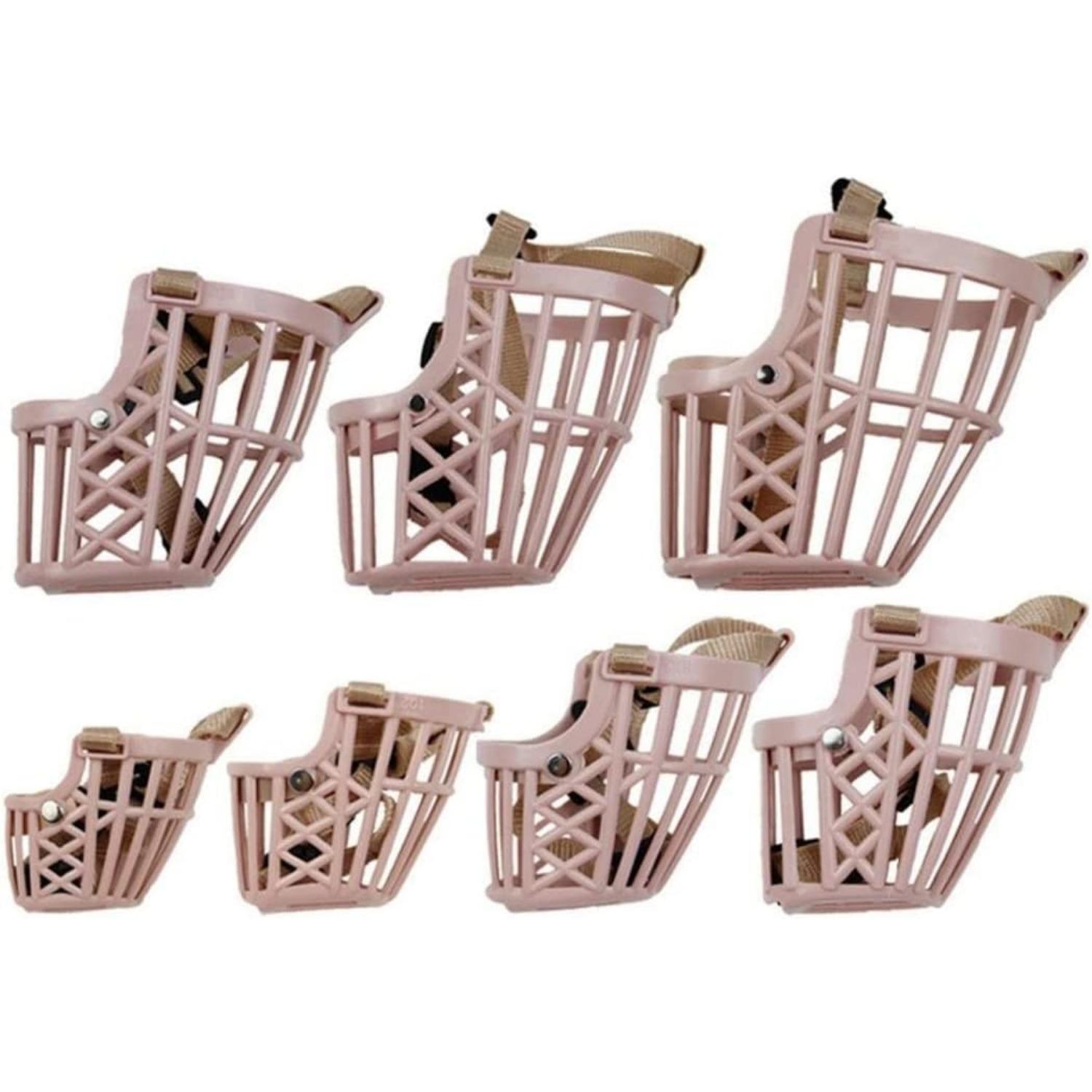 7Pcs Softness Plastic Dog Muzzle, Anti Bite Adjustable Pet Basket, Dogs Training Mouth Cover Mesh Cage, Breathable Comfortable, for Small, Medium and Large Dogs Care - Home Improvement.
