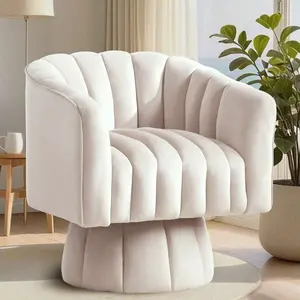 Swivel Accent Chair,360°Swivel Barrel Chair, Modern Swivel Chair With Velvet Fabric, Mid-Century Swivel Chair With Wide Upholstered, Round Swivel Armchair For Living Room, Lounge, Bedroom