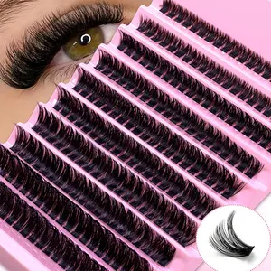 D Curl Fluffy Cluster Eyelashes, 200 Pieces Natural Extension, Mixed Tray, Fine Individual Lashes, 8-16mm Length, Daily Reusable False Eyelashes
