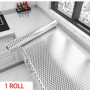Waterproof Oil-Resistant Moisture-Proof Wallpaper, Self-Adhesive Drawer Liner, Aluminum Foil Tin Paper, Kitchen Cabinet Wall Paper