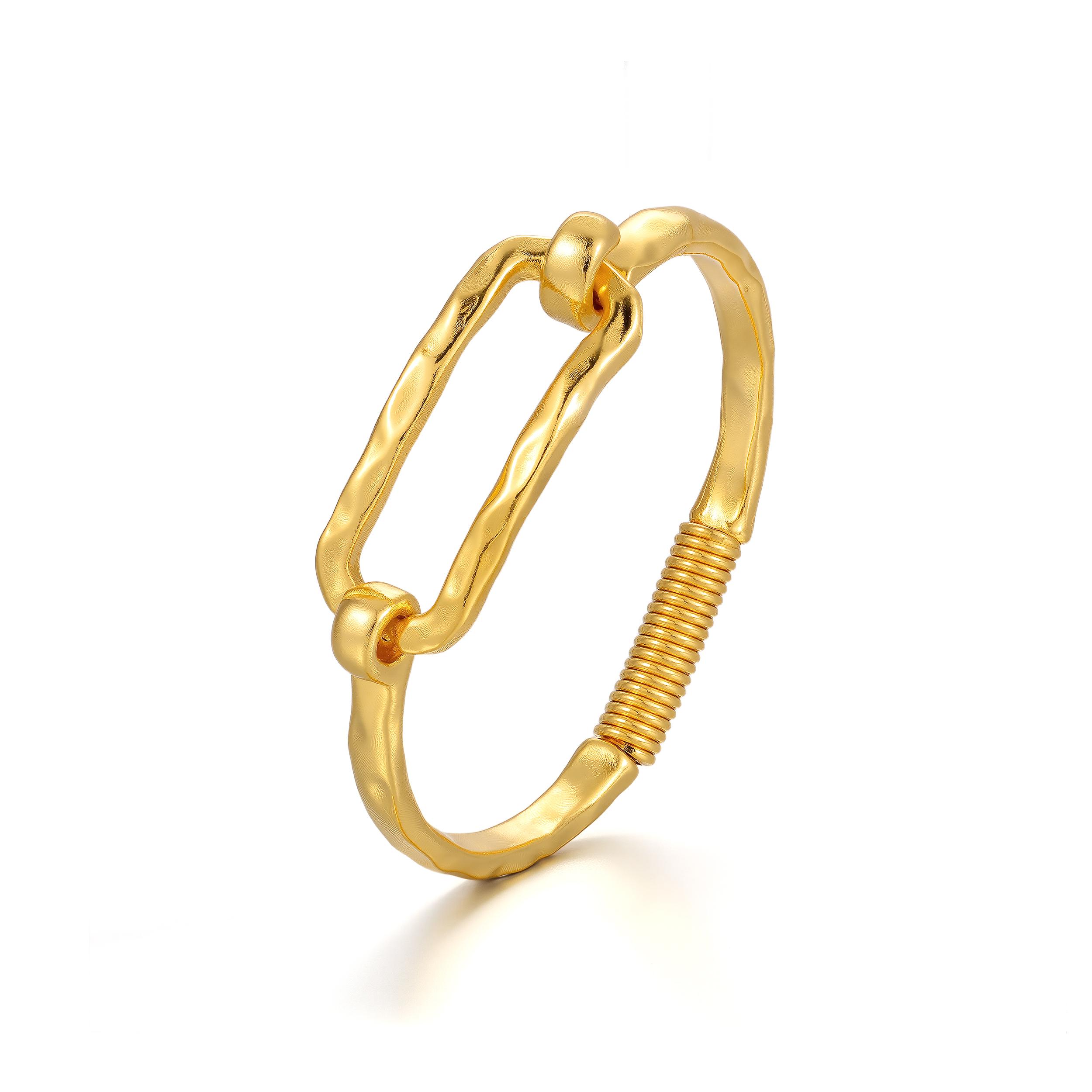 Tewiky 14K Gold-Plated Adjustable Spring Bracelet with Paperclip Symbol Design for Women Perfect for Daily Outfits Mother's Day Gift