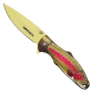 Rainbow Trout Pocket Knife – Fishing Inspired EDC Folding Knife – Unique Gift for Fishermen – Outdoorsman Gift