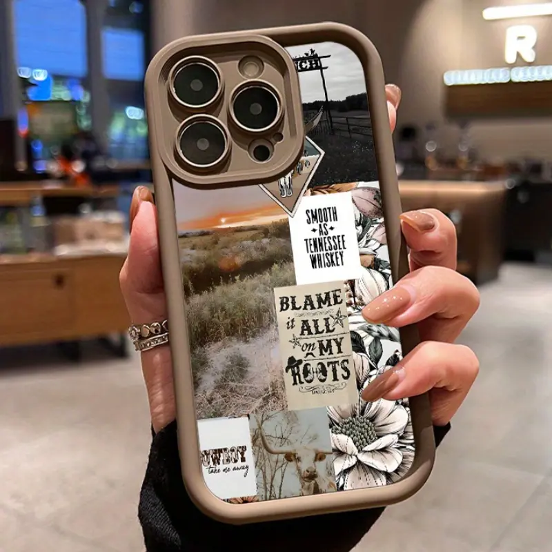 Case for iPhone 16 Pro Max 15 Plus 14 13 12 11 XS XR Cowboy-inspired Pattern Pocket Pocket-Friendly Shockproof Silicone Protective Softcase