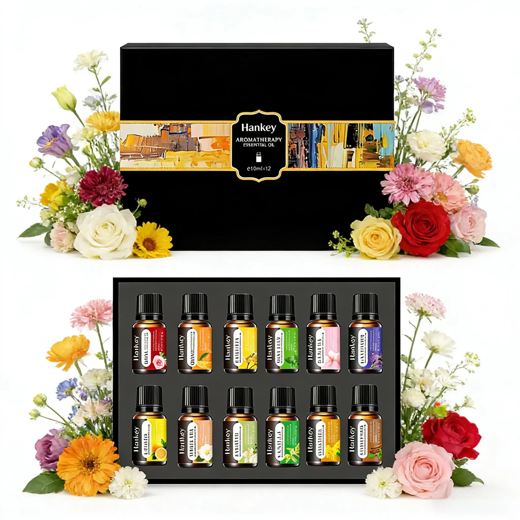 Essential Oils Set - 12 Scents for Diffuser, Humidifier, Aromatherapy, Fragrance Gift Set for Relaxation, Travel, Sleep & Mood (12 * 10ml)